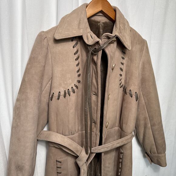 Sawyer of Napa Shearling Suede Coat Size Medium Women's Western Retro Wool EUC - Picture 12 of 16